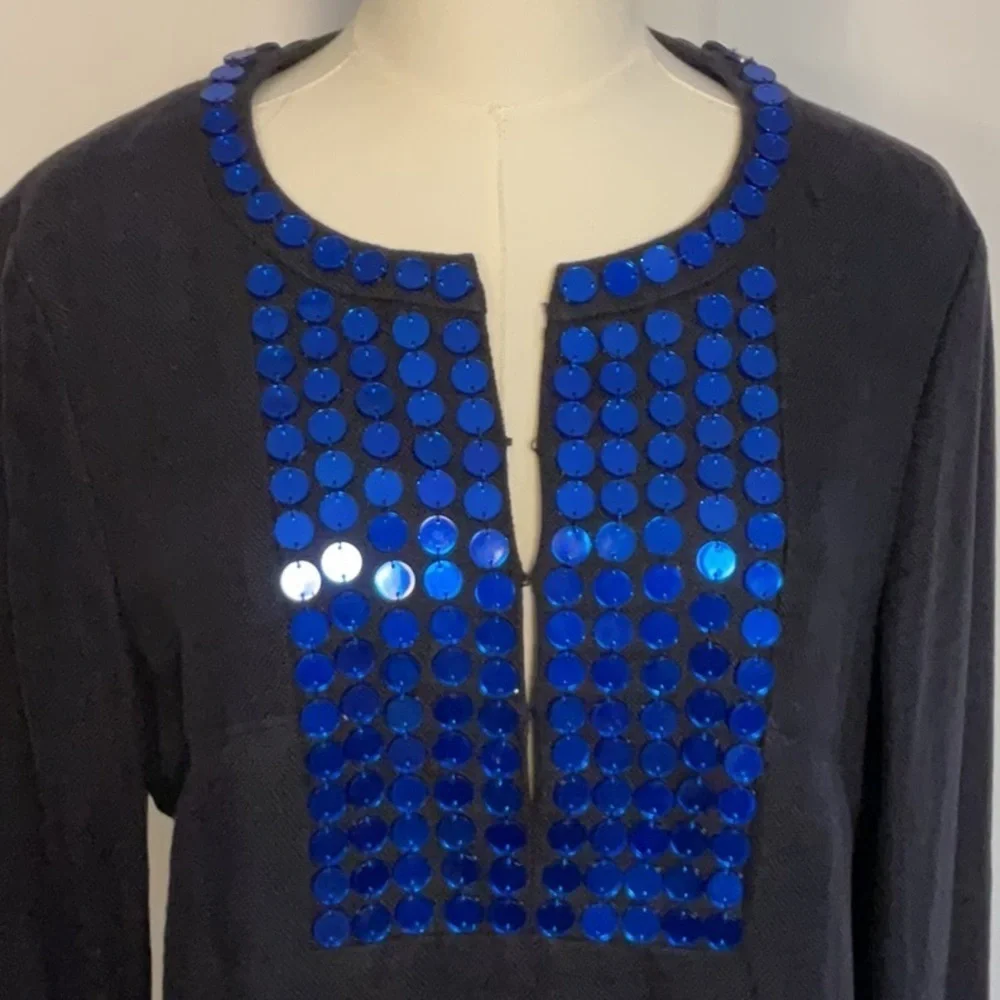 Tory Burch linen tunic w/ sequins size 8